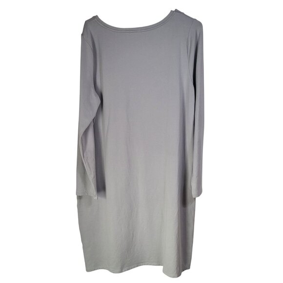 J. Jill Pure Jill Gray Long Sleeved Pima Cotton Blend Pocket Dress Knee Length L - Picture 2 of 7